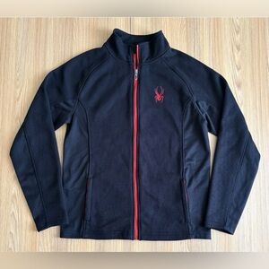 Spyder Constant Fleece Jacket Full Zip Mens M Black Red Mid Weight Performance
